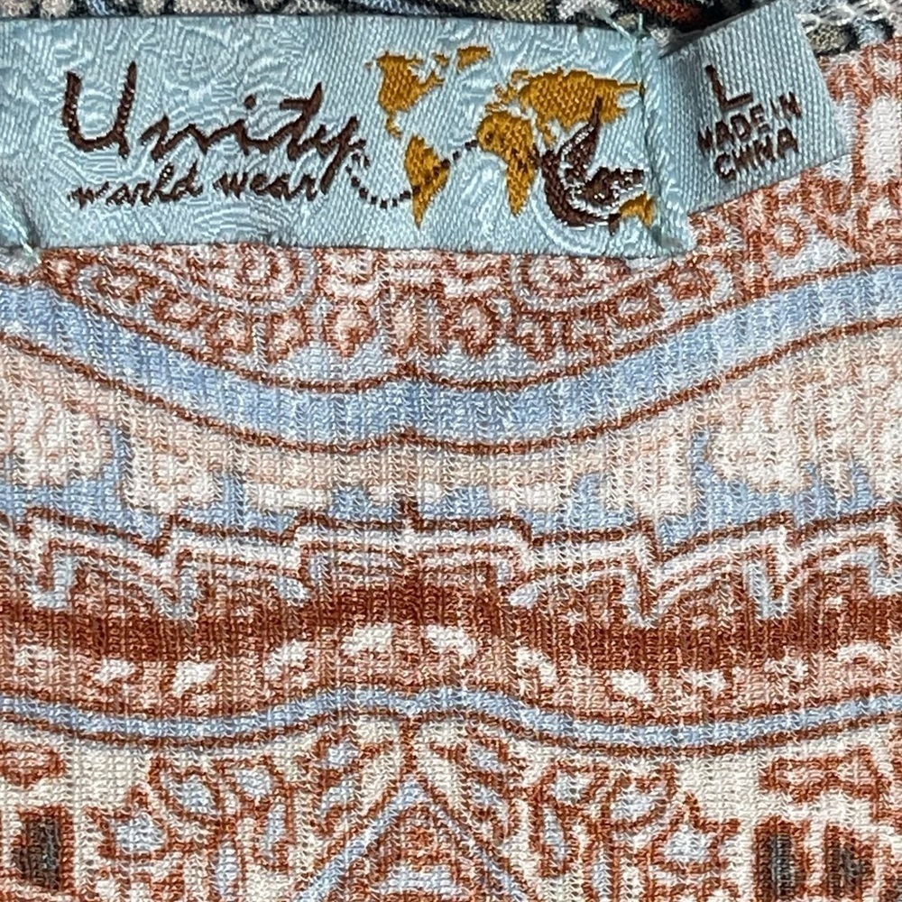 Unity World Woman’s Vibrant Paisley Print Boho-style Blouse Size L - Picture 6 of 9